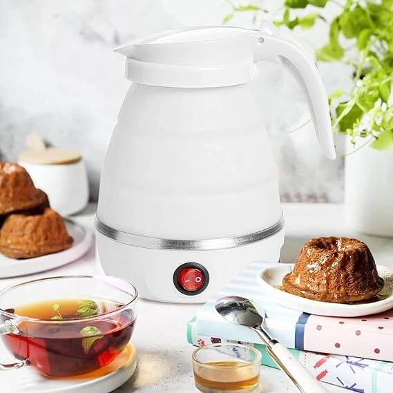 Picture of 600mlTravel Household Folding Kettle Silicone304 Stainless Steel Portable KettleCompression Foldable Leakproof KitchenAppliances-The Asia Express-White