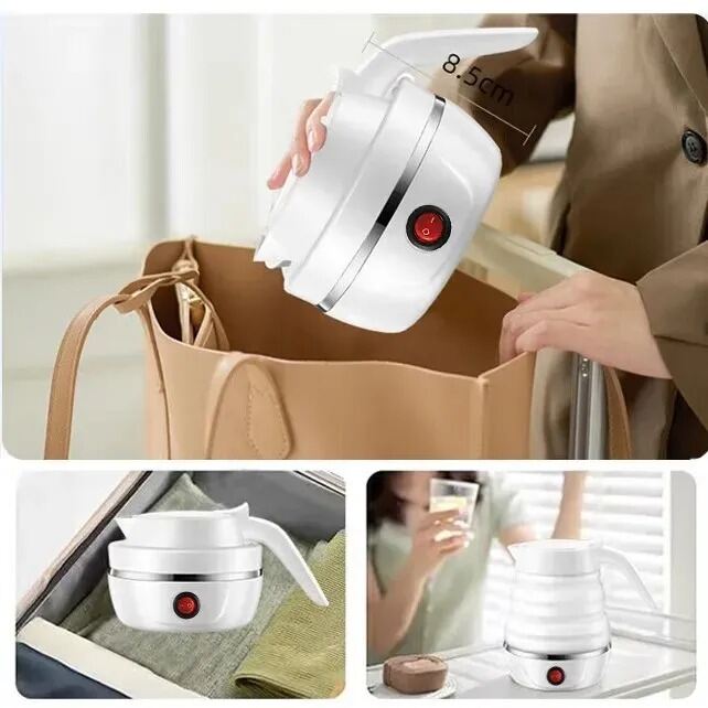 Picture of 600mlTravel Household Folding Kettle Silicone304 Stainless Steel Portable KettleCompression Foldable Leakproof KitchenAppliances-The Asia Express-White