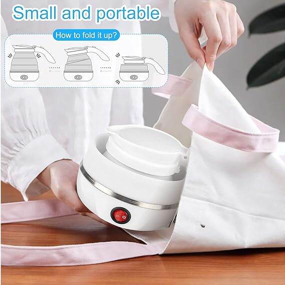 Picture of 600mlTravel Household Folding Kettle Silicone304 Stainless Steel Portable KettleCompression Foldable Leakproof KitchenAppliances-The Asia Express-White