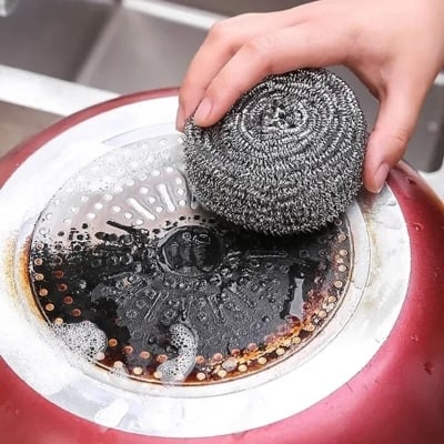 Picture of 4pcs Stainless Steel Cleaning Ball Brushes Household Cleaning Products Dishwashing Sponges with Wire Kitchen Tools-The Asia Express-Black