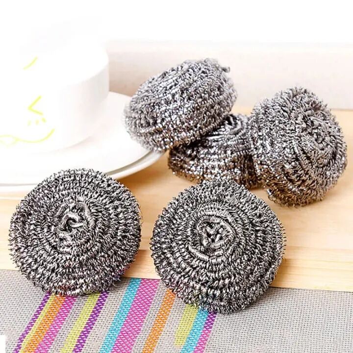 Picture of 4pcs Stainless Steel Cleaning Ball Brushes Household Cleaning Products Dishwashing Sponges with Wire Kitchen Tools-The Asia Express-Black