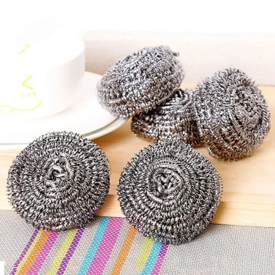 Picture of 4pcs Stainless Steel Cleaning Ball Brushes Household Cleaning Products Dishwashing Sponges with Wire Kitchen Tools-The Asia Express-Black