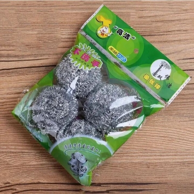 Picture of 4pcs Stainless Steel Cleaning Ball Brushes Household Cleaning Products Dishwashing Sponges with Wire Kitchen Tools-The Asia Express-Black
