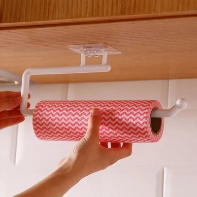 Picture of Punchfree Kitchen Paper Towel Rack Holder Paper Roll Rack Hanger Rag Storage Rack Wallmounted Towel Kitchen Bathroom Accessories-The Asia Express-Multicolor