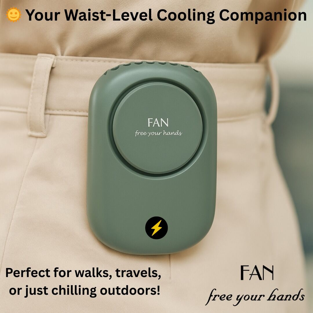 Picture of Mini Portable Waist Hanging Fan  Neck Fans with Adjustable USB Rechargeable Cooling Fan For Outdoor Sports Travel best fan