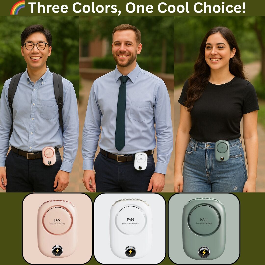 Picture of Mini Portable Waist Hanging Fan  Neck Fans with Adjustable USB Rechargeable Cooling Fan For Outdoor Sports Travel best fan