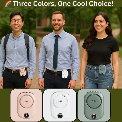 Picture of Mini Portable Waist Hanging Fan  Neck Fans with Adjustable USB Rechargeable Cooling Fan For Outdoor Sports Travel best fan