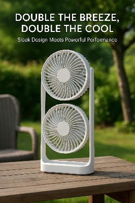 Picture of Double-Head High Wind Air Circulation Desktop Fan Portable Double-Layer Cooling Fan rechargeable strong fan-The Asia Express