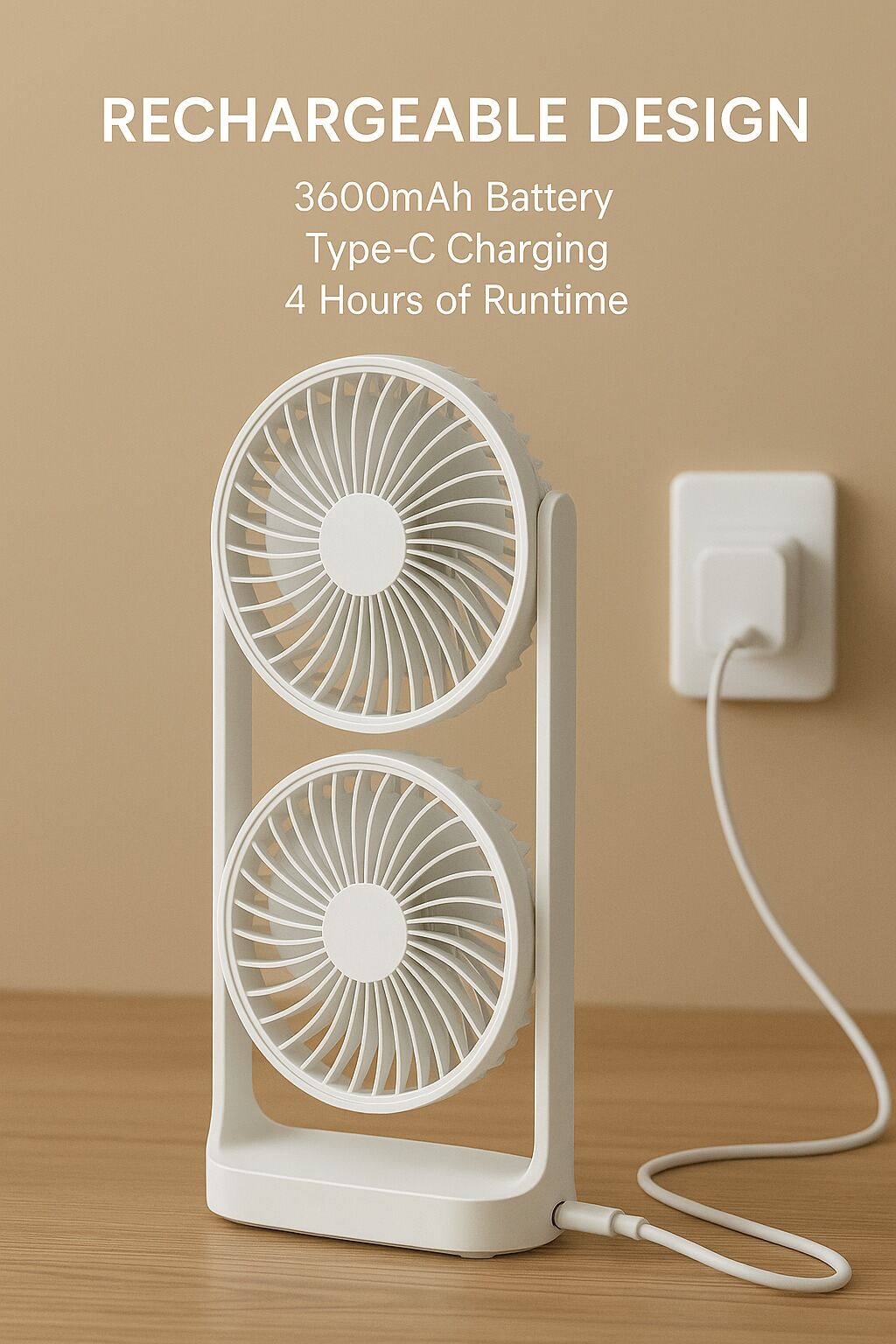 Picture of Double-Head High Wind Air Circulation Desktop Fan Portable Double-Layer Cooling Fan rechargeable strong fan-The Asia Express