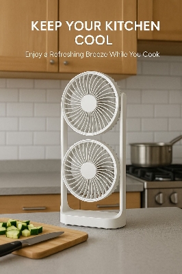 Picture of Double-Head High Wind Air Circulation Desktop Fan Portable Double-Layer Cooling Fan rechargeable strong fan-The Asia Express