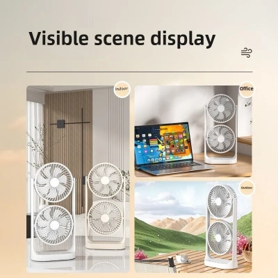 Picture of Double-Head High Wind Air Circulation Desktop Fan Portable Double-Layer Cooling Fan rechargeable strong fan-The Asia Express