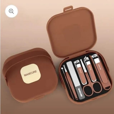 Picture of 7PCS Portable Manicure Pedicure Set Stainless Steel Professional Nail Clipper Beauty Kit for man and women-The Asia Express-Pink