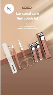 Picture of 7PCS Portable Manicure Pedicure Set Stainless Steel Professional Nail Clipper Beauty Kit for man and women-The Asia Express-Pink