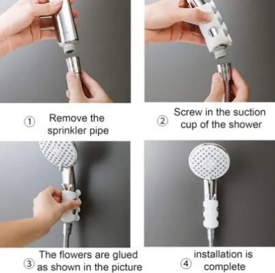 Picture of 2pcs Bathroom Punch-Free Relocatable Wall Shower Head Bracket Suction Cup Holder-The Asia Express