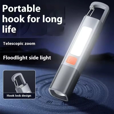 Picture of Super Bright COB  Lights LED XPE Mini Portable Torch Zoomable Waterproof Outdoor Fishing Hunting Camping Flashlight-Dark-Ash
