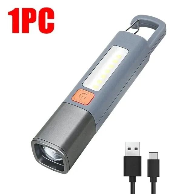 Picture of Super Bright COB  Lights LED XPE Mini Portable Torch Zoomable Waterproof Outdoor Fishing Hunting Camping Flashlight-Dark-Ash