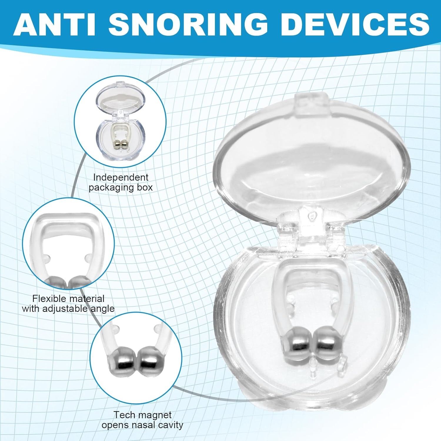 Picture of Anti Snoring Device Stop Snoring with Magnetic Nose Clip Effective Sleep Solution Men For Women.Anti Snoring Devices Snoring Solution Snore Stopper Nose Vent Clip Air Purifier, Stop Snoring Snore Reducing Aids Men Women Best Solution for The Asia Express.