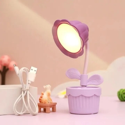 Picture of Cute Flower Shape Night Light LED Table Lamp USB Charging Desktop Accessories Students Study Reading Light Children's Gifts- The Asia Express-Multicolor
