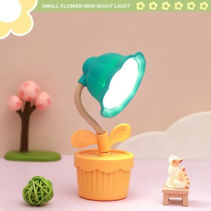 Picture of Cute Flower Shape Night Light LED Table Lamp USB Charging Desktop Accessories Students Study Reading Light Children's Gifts- The Asia Express-Multicolor