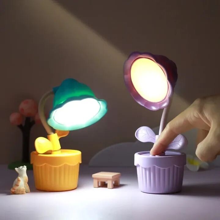 Picture of Cute Flower Shape Night Light LED Table Lamp USB Charging Desktop Accessories Students Study Reading Light Children's Gifts- The Asia Express-Multicolor