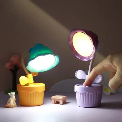 Picture of Cute Flower Shape Night Light LED Table Lamp USB Charging Desktop Accessories Students Study Reading Light Children's Gifts- The Asia Express-Multicolor