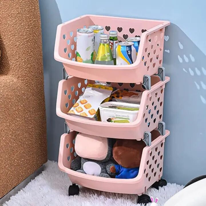 Picture of 4 Layer Multifunctional Storage Basket Rack – High Capacity, Durable, Stackable, Hollow-Out Organizer for Fruits, Vegetables & Household Items- The Asia Express-Multicolor