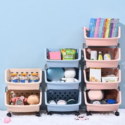 Picture of 4 Layer Multifunctional Storage Basket Rack – High Capacity, Durable, Stackable, Hollow-Out Organizer for Fruits, Vegetables & Household Items- The Asia Express-Multicolor