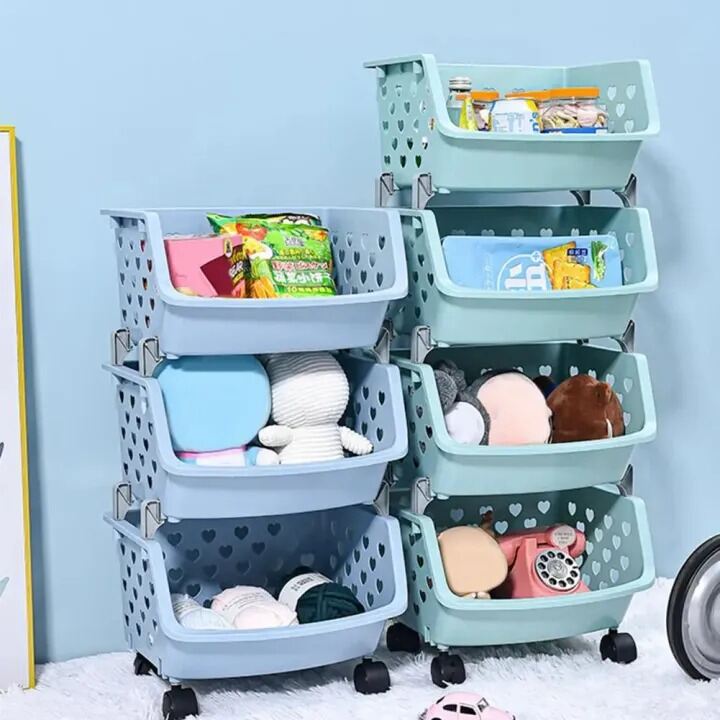 Picture of 4 Layer Multifunctional Storage Basket Rack – High Capacity, Durable, Stackable, Hollow-Out Organizer for Fruits, Vegetables & Household Items- The Asia Express-Multicolor