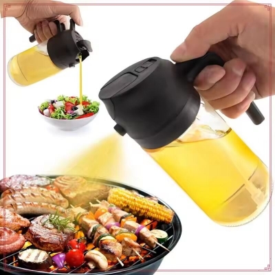 Picture of 2-In-1 Glass Oil Dispenser Suitable Forkitchen 2-In-1 Glass Oil Dispenser & Sprayer- The Asia Express-Black
