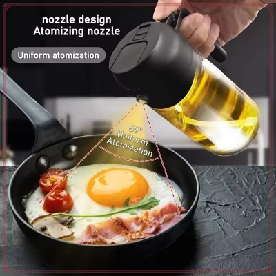 Picture of 2-In-1 Glass Oil Dispenser Suitable Forkitchen 2-In-1 Glass Oil Dispenser & Sprayer- The Asia Express-Black