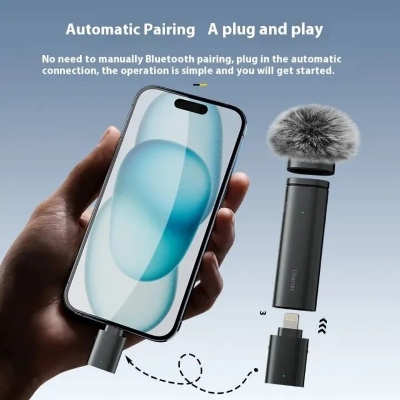 Picture of Ulanzi WM-10 Microphone Wireless Mini Noise Reduction Bluetooth Lavalier Microphone For Smartphone Ecording Interviews Videos_ The Asia Express-Black