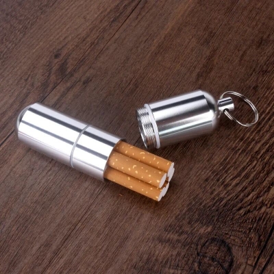 Picture of Mini Aluminium Cigarette Case, Key Ring with Cigarette Cases, Waterproof Round Cigarettes for Men, Portable Cigarette Box for Travel, Hiking, Camping- The Asia Express