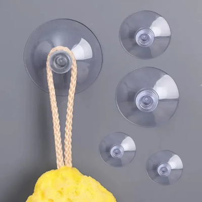 Picture of 5 Pcs 4cm Clear Suction Cups Transparent Plasitc Mushroom Head Suckers Car Window Glass Hanging Hooks Bathroom Towel Hanger Tool-The Asia Express