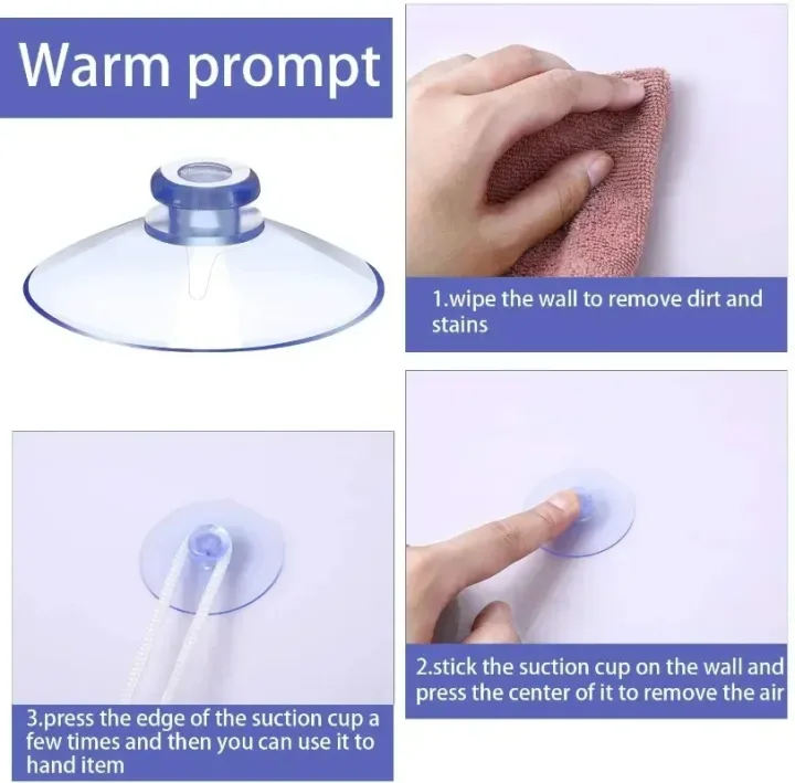 Picture of 5 Pcs 4cm Clear Suction Cups Transparent Plasitc Mushroom Head Suckers Car Window Glass Hanging Hooks Bathroom Towel Hanger Tool-The Asia Express