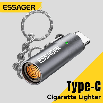Picture of Essager Type C Mini Lighter Tungsten Wire Blow-to-Ignite Safety for Air Travel No Flame Auto Shut-Off OTG-Compatible with Phones_The Asia Express-Black