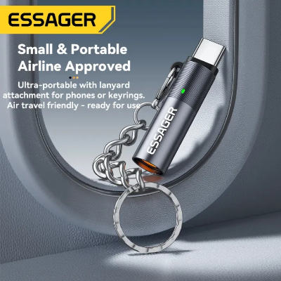 Picture of Essager Type C Mini Lighter Tungsten Wire Blow-to-Ignite Safety for Air Travel No Flame Auto Shut-Off OTG-Compatible with Phones_The Asia Express-Black