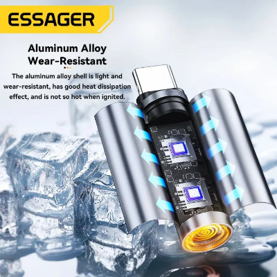 Picture of Essager Type C Mini Lighter Tungsten Wire Blow-to-Ignite Safety for Air Travel No Flame Auto Shut-Off OTG-Compatible with Phones_The Asia Express-Black