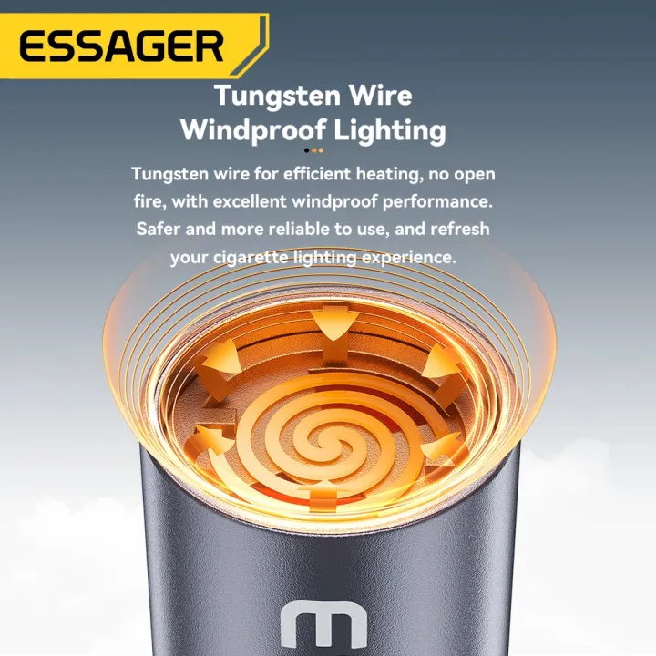 Picture of Essager Type C Mini Lighter Tungsten Wire Blow-to-Ignite Safety for Air Travel No Flame Auto Shut-Off OTG-Compatible with Phones_The Asia Express-Black