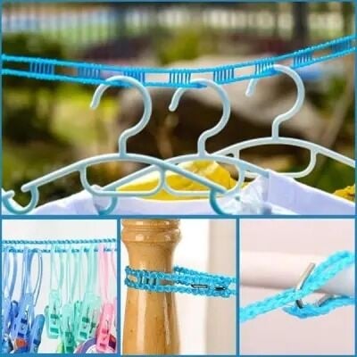 Picture of 5M Outdoor Clothesline Nylon Non-Slip Laundry Line Rope Cloth Hanging Rope Travel Business Windproof Clothes Cord- The Asia Express-Multicolor