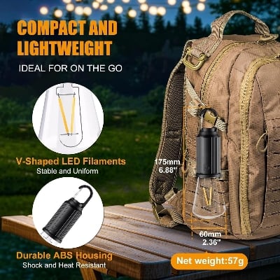 Picture of Rechargeable camping light, Hookup wire-free, New vintage tungsten, Three light modes, three styles- The Asia Express
