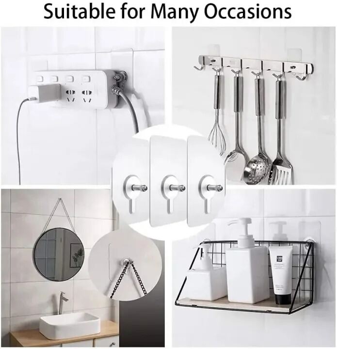 Picture of 5pcs Super Strong Adhesive Wall Hooks Maximum Hold for Kitchen Bathroom Damage Free Hanging Posters Shelves Nails Storage- The Asia Express