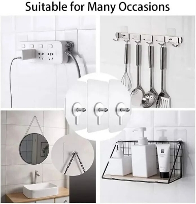 Picture of 5pcs Super Strong Adhesive Wall Hooks Maximum Hold for Kitchen Bathroom Damage Free Hanging Posters Shelves Nails Storage- The Asia Express