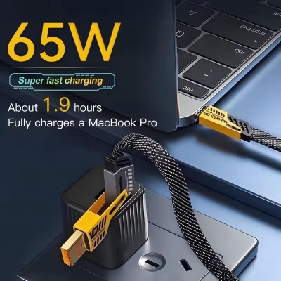 Picture of 65W USB Type C Four-in-one Multi-function Fast Charging Data Cable PD 27W Super Quick Charge Cord For iPhone Samsung Huawei POCO- The Asia Express