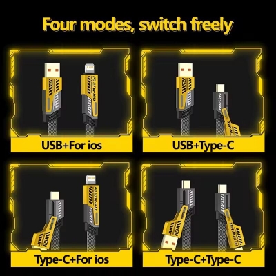 Picture of 65W USB Type C Four-in-one Multi-function Fast Charging Data Cable PD 27W Super Quick Charge Cord For iPhone Samsung Huawei POCO- The Asia Express