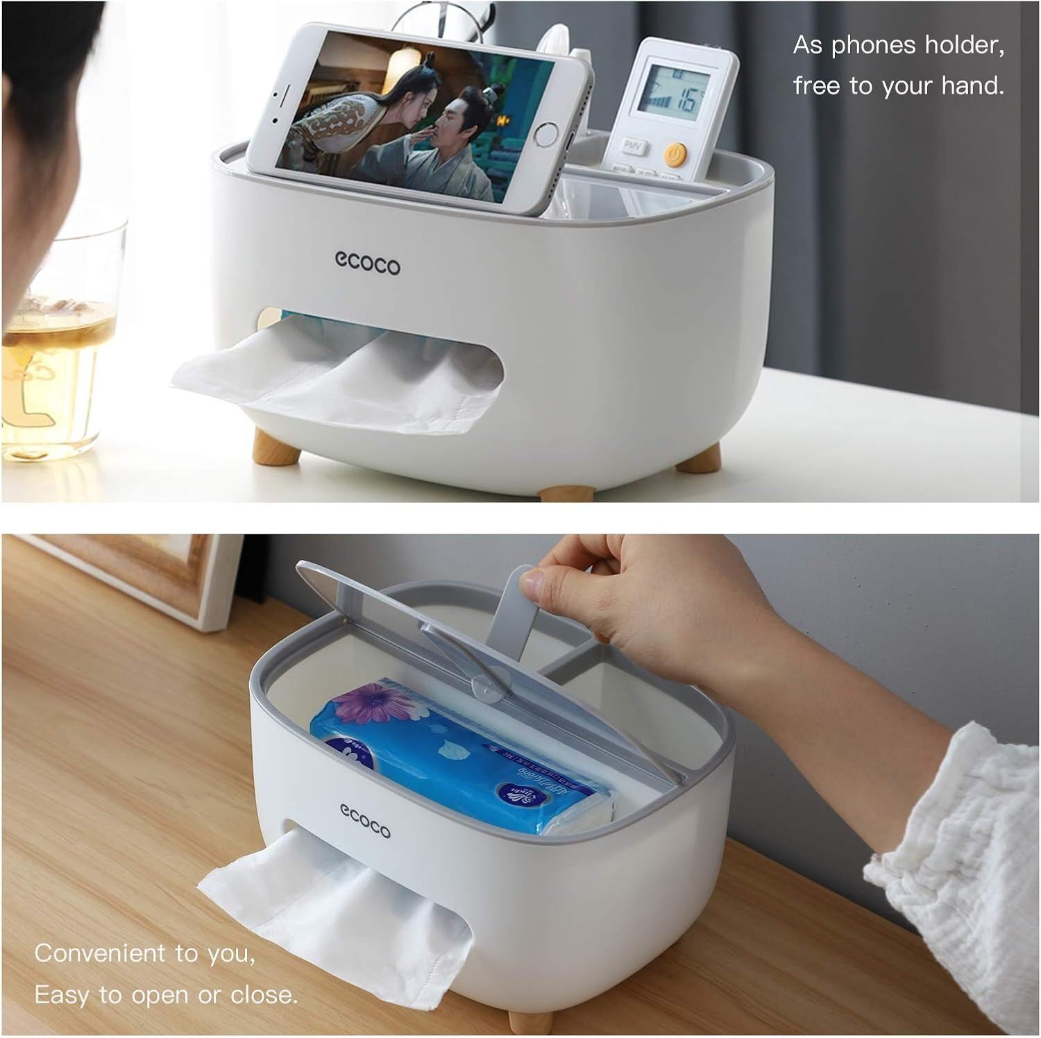 Picture of ECOCO Cute Large Storage Napkin Holder Multi-functional Car Tissue Box Light Luxury Storage Box Desktop- The Asia Express