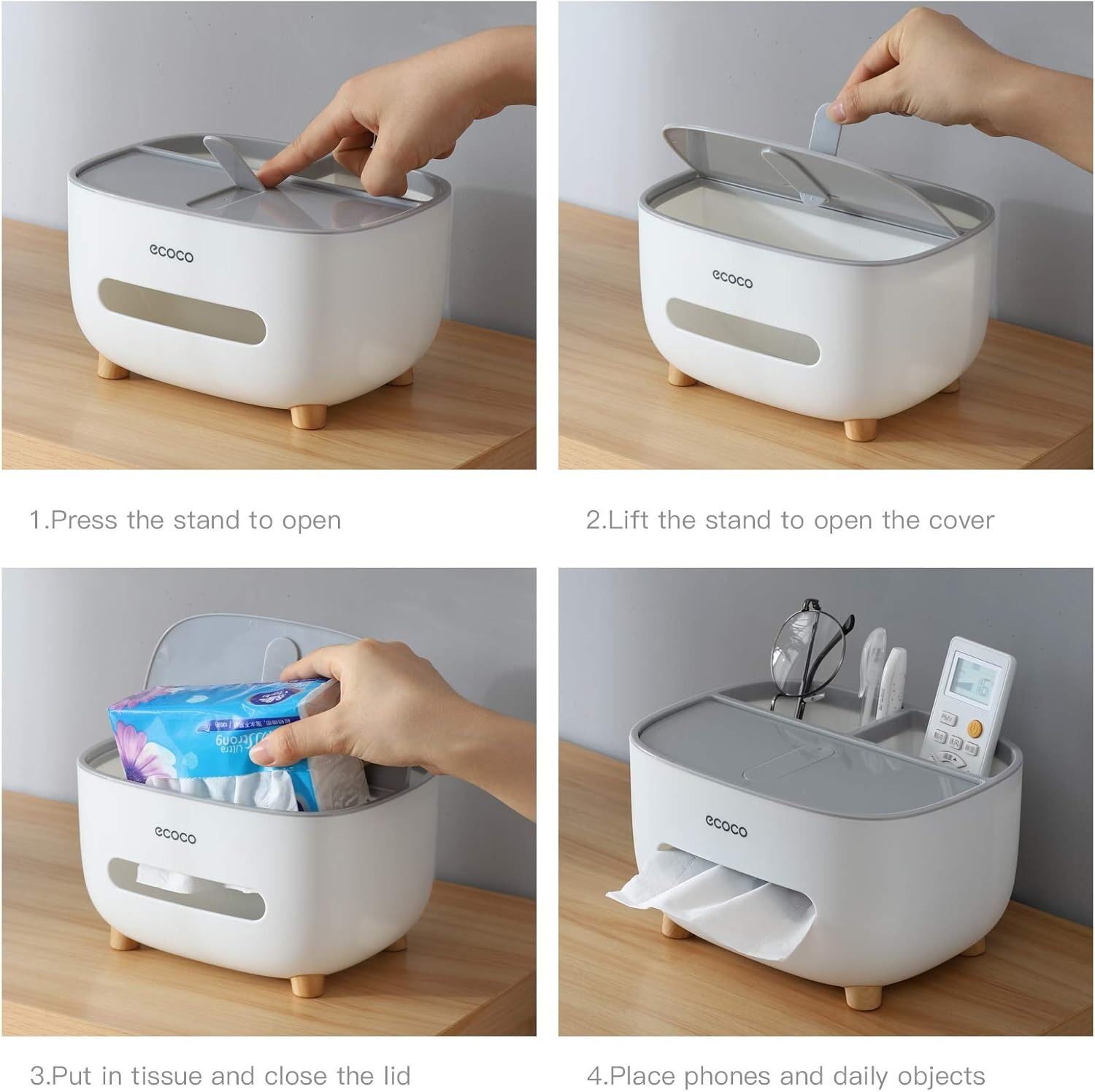 Picture of ECOCO Cute Large Storage Napkin Holder Multi-functional Car Tissue Box Light Luxury Storage Box Desktop- The Asia Express