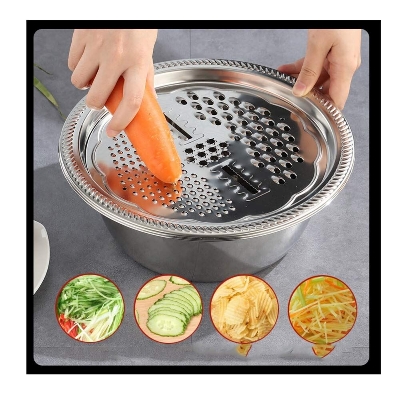 Picture of Germany Multifunctional Stainless Steel Basin Set Mixing Bowl Set Grater Bowl 3 In 1 Salad Maker Bowl Mixing Bowl Set With Drain- The Asia Express