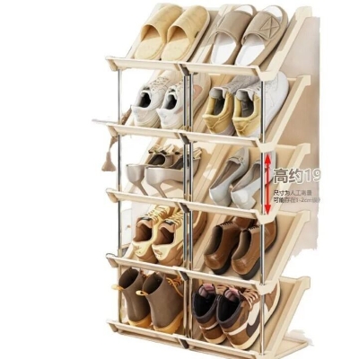 Picture of 5 Layer Simple shoe rack tilted multi-layer home door shoe storage rack popular entry door small narrow gap shoe cabinet- The Asia Express-Multicolor