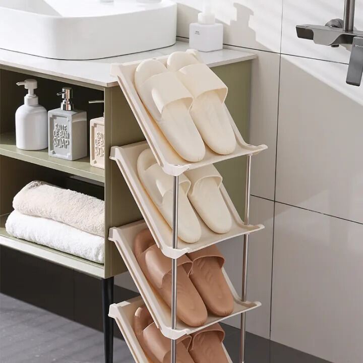 Picture of 5 Layer Simple shoe rack tilted multi-layer home door shoe storage rack popular entry door small narrow gap shoe cabinet- The Asia Express-Multicolor