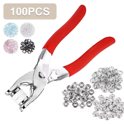 Picture of Five-prong Button Installation Tool Snap Tool Kit Metal Snap Ring Belt Fastening Pliers Clamping Tool Kit For Garment Sewing- The Asia Express-Multicolor